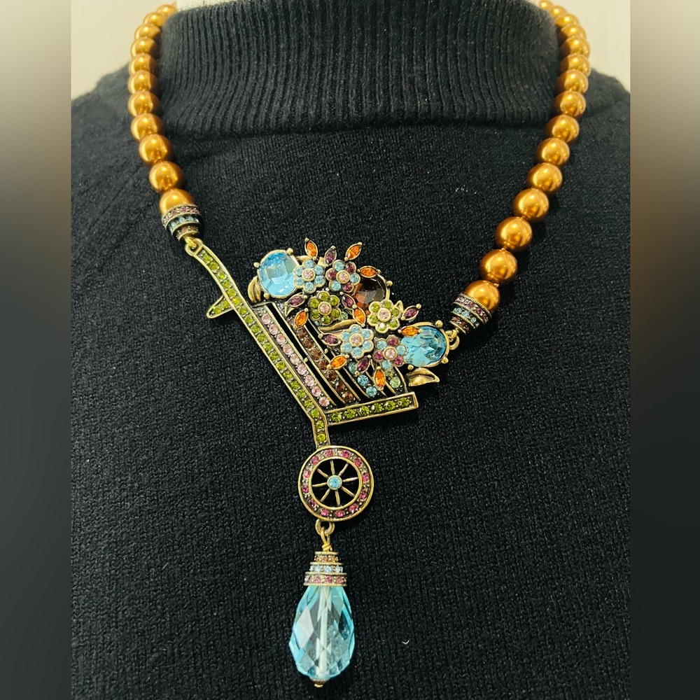 Heidi Daus “A Garden on Wheels” vintage Swarovski Crystals Necklace